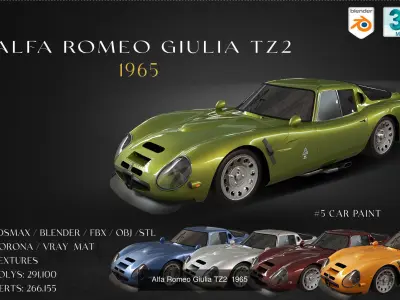 9 models of  Alfa-Romeo cars 3D Model Pack