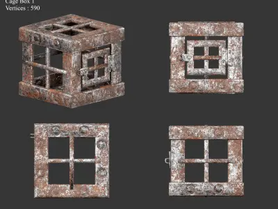 Medieval Containers Metal Cages  Low-poly 3D model