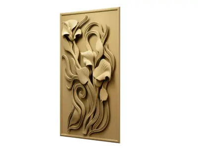 Modern Relief Wall Mural Decor CNC 3D Print 02 3D model