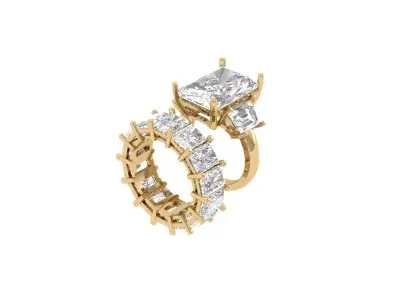 Radiant 3 Stone Bridal set 3D print model