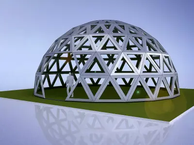 3D dome geodesic dome like frame structure with entry 3D model