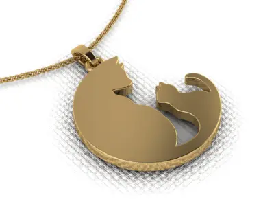 A pendant made in the shape of a cats 3D print model