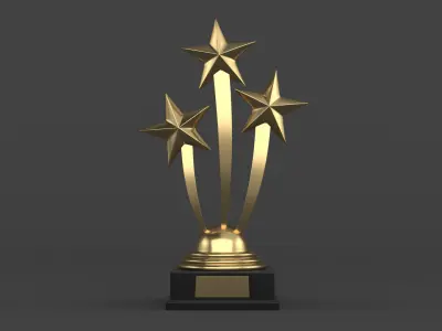 Gold Trophy Cups 3D model 21