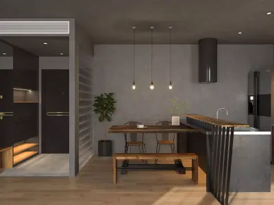 Living Dining Kitchen 3D model