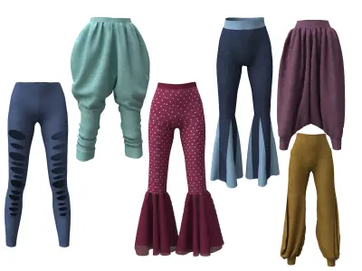 collection 6 pants harem 3D Model Pack