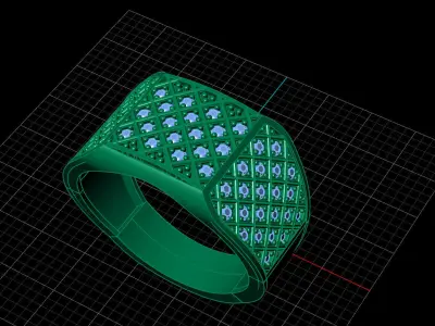 Print Ready STL 3DM  Gents Rings Diamond Men Ring  3D print model 3