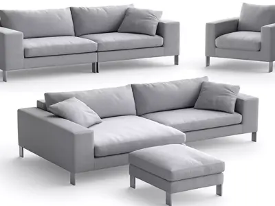 Modern Sofa Grey color Low-poly 3D model