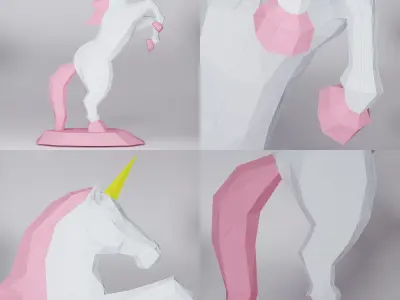 Papercraft BIG UNICORN Low Poly Papercraft Horse Digital  3D model