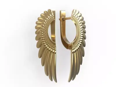 G0100 gold plated angel wings earring 3D print model