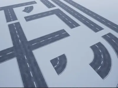 Modular Road Pack PBR  Low-poly 3D model