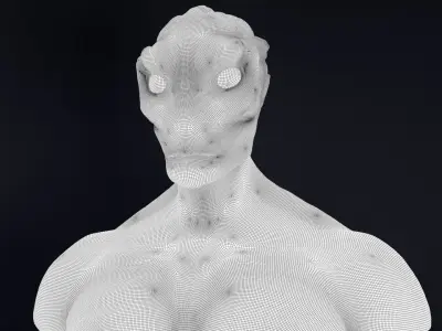 Alien Bust Low-poly 3D model