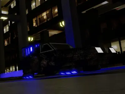 Hovercar armored vehicle with lights Low-poly 3D model
