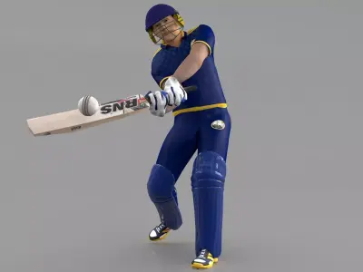 Cricket Batsman Animated 3D model