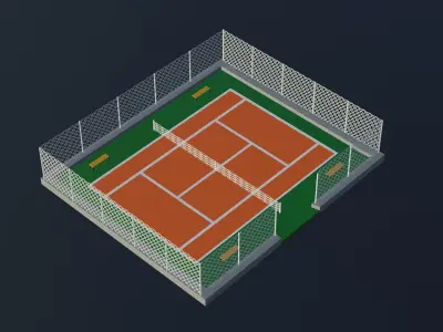 Tennis Court Low-poly 3D model