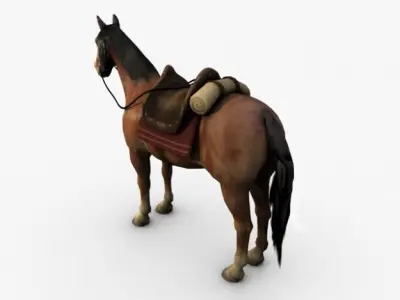 Horse with saddle 3D model
