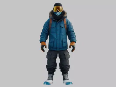 3D Model of Person in Winter Clothing Low-poly 3D model
