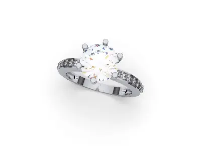 Diamond Round Fashion Ring 3D Model Ready to Print 3D print model