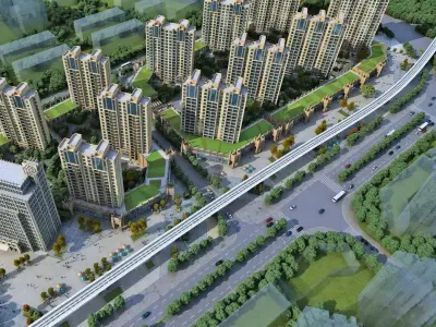 Light-Luxury Residential High-Rise Community 3D model