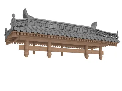 Chinese eaves Low-poly 3D model