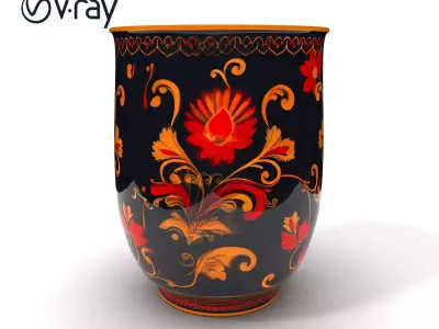 Decorative Floral Vase D Model Pack Low-poly 3D model