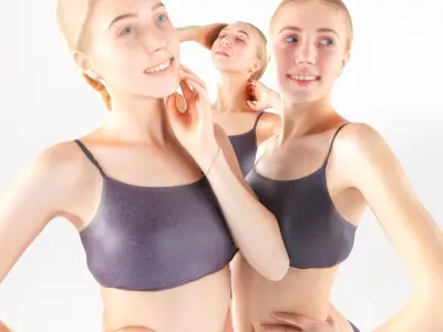 Scanned sport female Bundle of 9 models Low-poly 3D model