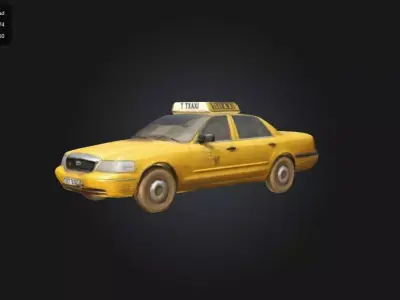 Dirty Yellow taxi Low-poly 3D model