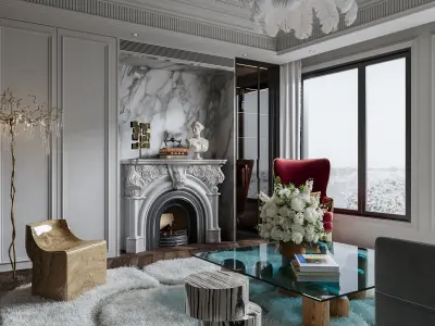 Classic luxury living room scene 3D model