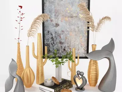 Decor Set No2 - by Metal Saguaro Cactus Sculpture 3D model