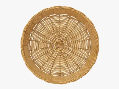 Wicker basket round medium brown 3D model