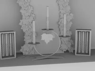 Candle-holder Candle and scene FREE 3D Free 3D model