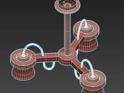 liustra three light chandelier in wood 3D model