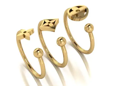 luxury v ring set 3D print model