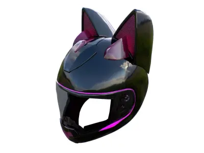 Helmet Cat Low-poly 3D model