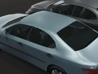 Generic Sedan Car With Interior Lowpoly 3D Model Low-poly 3D model