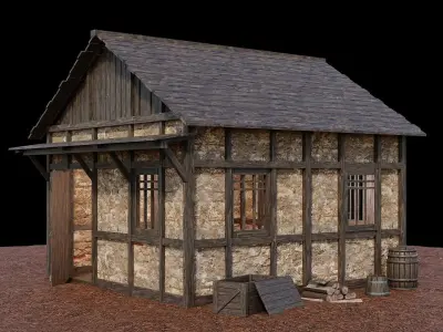 Medieval Village Asset 03 - 4K Textures Game Ready Low-poly 3D model