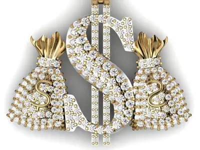 Dollar bag necklace 3D print model