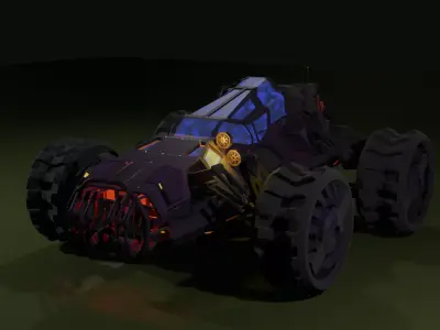 buggy futuristic vehicle Low-poly 3D model