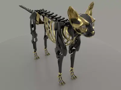 Sci fi cat skeleton sculture 3D model