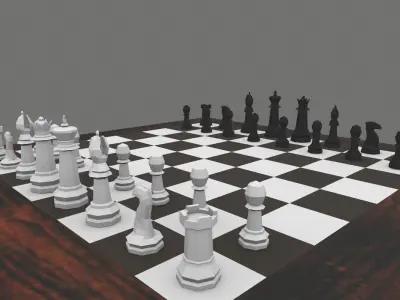 Chess Set Game-Ready board Low-poly 3D model