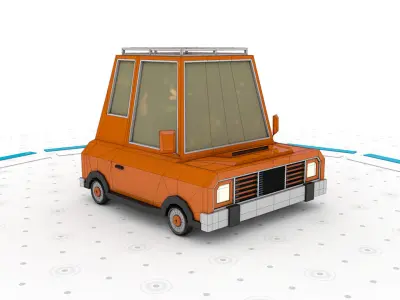Orange J - Low poly cartoon car 3D model