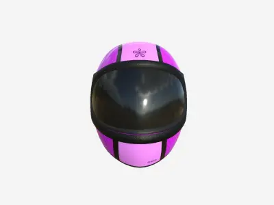 Cartoon Helmet Kart A05 Pink - Character Design Low-poly 3D model