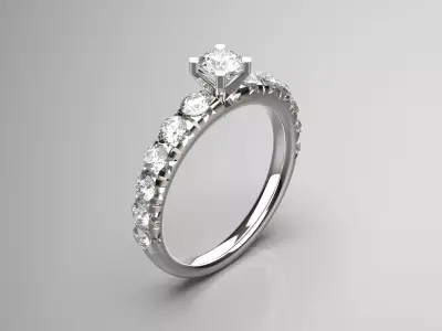 Sparkle Wave Solitaire stl 3d Ring model sr0042 3D print model