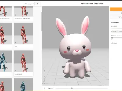 Chubby Rabbit Animated for Games Low-poly 3D model