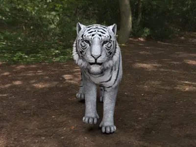 white tiger  Low-poly 3D model