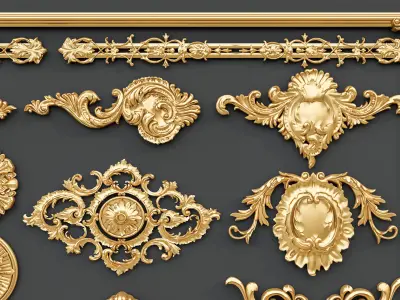 Classic carvings moldings and gypsum cornice 0 3D model