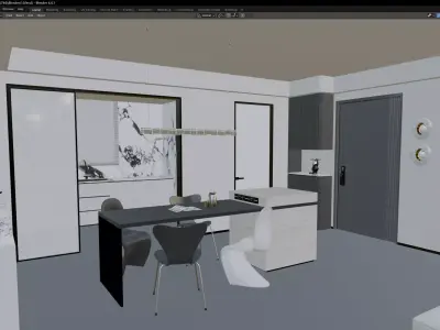 Minimalist Luxury Living Lounge 3D model