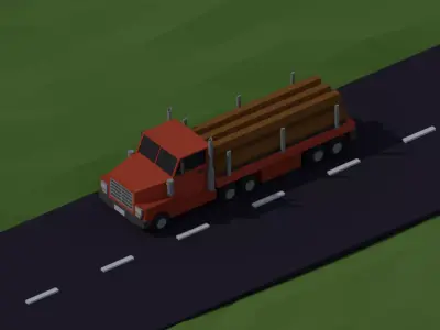 LOW POLY ASSET LOGGING TRUCK MODEL - LOWPOLYGONAL Low-poly 3D model