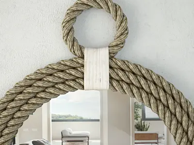 Whitewash Jute Rope Mirror 3D model