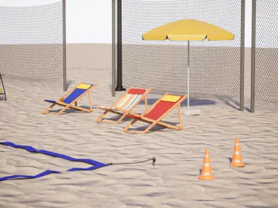 Beach Volleyball Set 1 Game Ready UE Low-poly 3D model