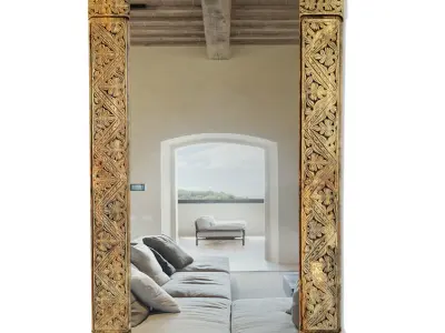 Old Carved Wood Moulding Mirror 3D model